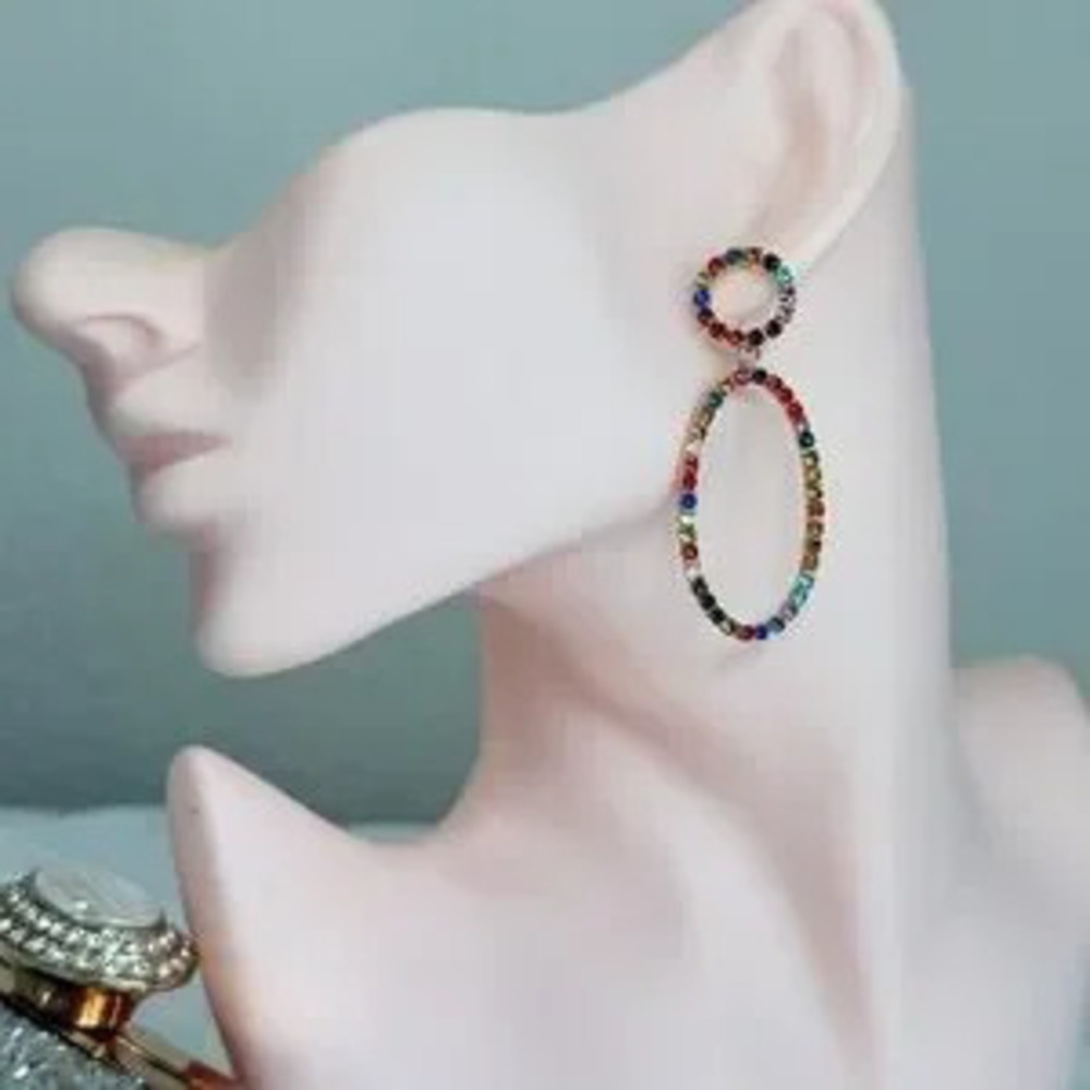 Vibrant Multicolor Oval Earrings